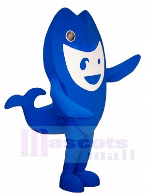 Cute Blue Pipefish Mascot Costumes Sea Ocean