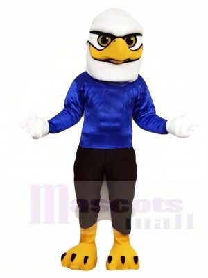 White Head Eagle with Blue Shirt Mascot Costumes Bird Animal