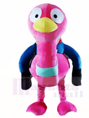 Cute Riding a Pink Ostrich Birds Mascot Costumes Animal 