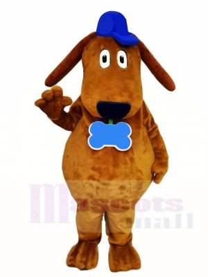 Brown Dog Mascot Costumes with Blue Hat Animal