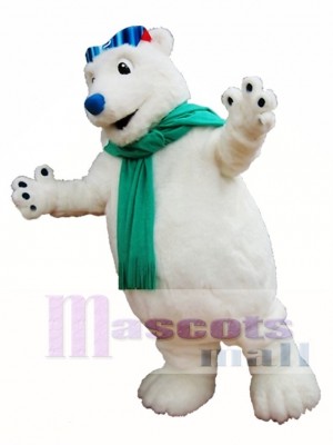 Polar Bear Mascot Costume White Bear with Scarf Mascot Costumes