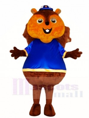 Brown Squirrel in Blue Shirt Mascot Costumes Animal