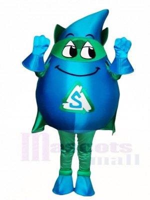 Blue Storm with Green Cloak Mascot Costumes