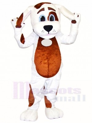 White Dog Mascot Costumes with Brown Belly Animal  