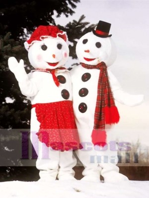 Cute Mrs. Snowman Mascot Costume Christmas Xmas