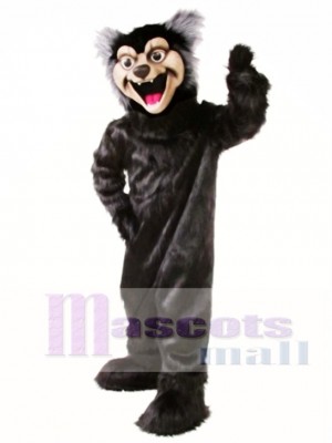 Cute Black Wolf Mascot Costume