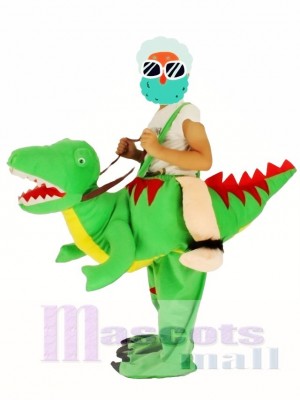 Children/ Kids Piggyback Carry Me Ride on Open Mouth Green Dinosaur Dragon Mascot Costume