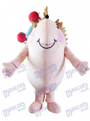 Happy Hedgehog with Red Apples Mascot Costume Animal 