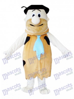 Fred Flintstone Modern Stone Age Brown Savage Mascot Costume  