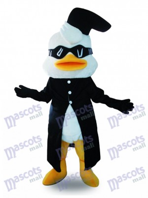 Black Suit Duck Mascot Costume with Glasses Animal