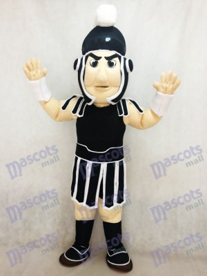 New Black and White Spartan Trojan Knight Sparty Mascot Costume 