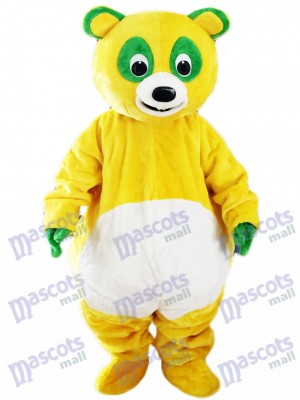 Yellow Bear with Green Eyes Mascot Costume Cartoon Animal 