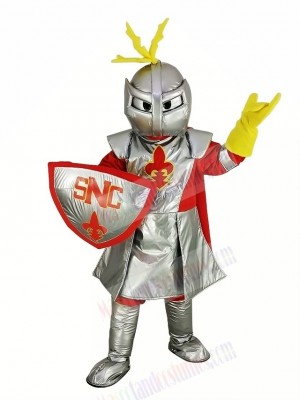 Silver Knight with Red Cloak Mascot Costume People