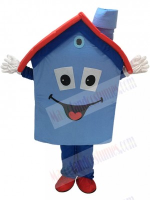 Blue Housing House Mascot Costume Home Mascot Real Estate