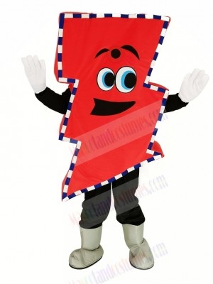Mr. Electric Red Lightning Bolt with Thick Stripes Mascot Costume