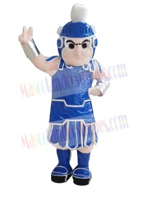 Blue-Armoured Spartan Trojan Mascot Costume People