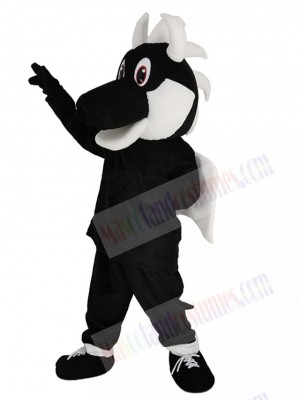 Black and White Sparky the Dragon Mascot Costume Animal