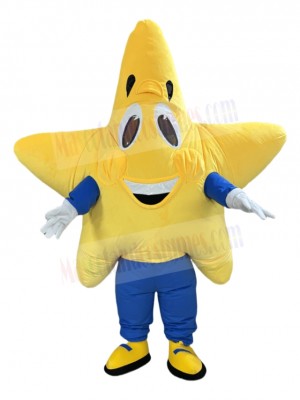 Smiling Yellow Twinkle Star Mascot Costume