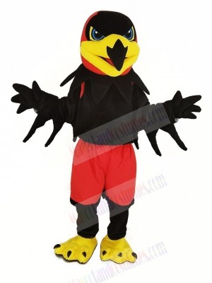 Black Night Hawk with Red Pants Mascot Costume