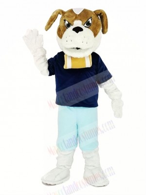 Saint Bernard Dog with Blue T-shirt Mascot Costume Cartoon