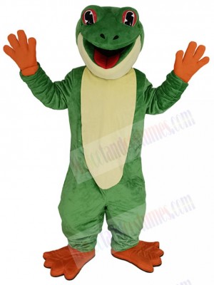 Green Tree Frog Mascot Costume Animal with Red Tongue