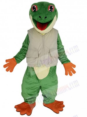 Smiling Tree Frog Mascot Costume Animal with Red Tongue