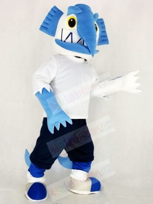 Realistic Swordfish with Black Pants Mascot Costume Cartoon	