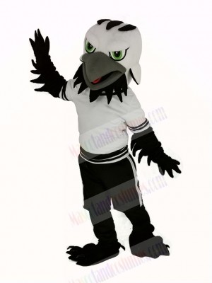 Black Eagle Falcon with Green Eyes Mascot Costume