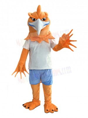 Orange Phoenix in Blue Pants Mascot Costume Animal