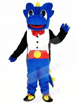 Blue Dragon with Black Tuxedo Mascot Costume Cartoon