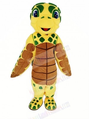 Brown and Yellow Sea Turtle Mascot Costume Animal