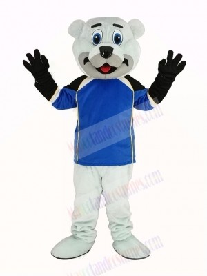 Polar Bear with Blue Jessry Mascot Costume Animal