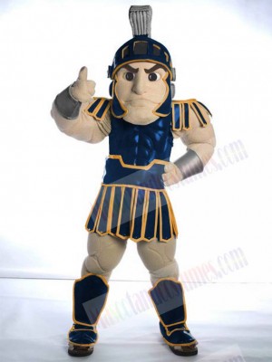 Blue Spartan Trojan Knight Sparty with Gold Trim Mascot Costume People