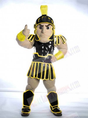 Spartan Trojan Knight Sparty Mascot Costume People wearing Black Armor