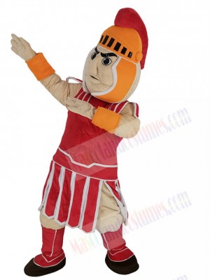 Spartan Trojan Knight Sparty Mascot Costume with Orange Helmet People