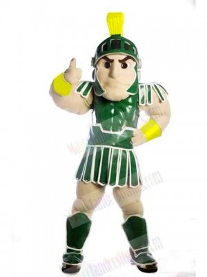 Green Spartan Trojan Knight Sparty with Shield Mascot Costume People
