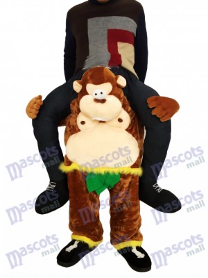 Piggyback Monkey Carry Me Ride Brown Monkey with Green Leaves Mascot Costume