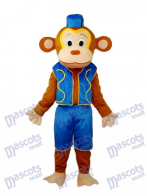 Clown Monkey in Blue Vest Mascot Adult Costume Animal