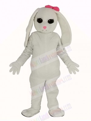 White Rabbit with Pink Bow Mascot Costume