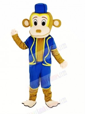 Clown Monkey in Blue Vest Mascot Costume Animal