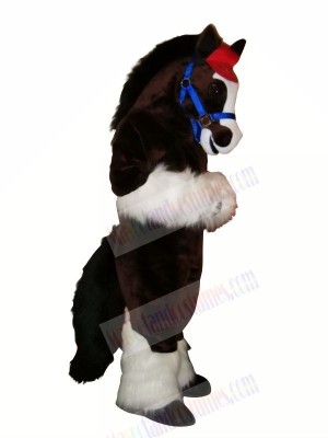 Cute Horse with Long Tail Mascot Costumes Cartoon