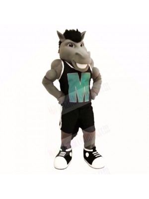 Grey Power Mustang with Black Shirt Mascot Costumes School