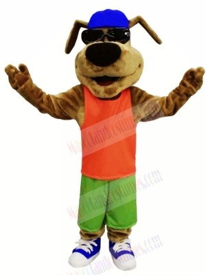 Happy Dog with Glasses Mascot Costumes Cartoon	