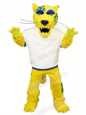 Yellow Jaguar with White T-shirt Mascot Costumes	