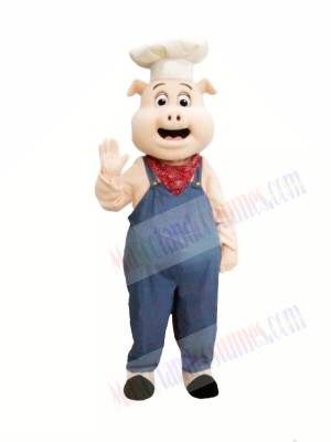 Chef Pink Pig Mascot Costumes