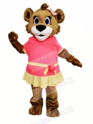 Female Lion with Dress Mascot Costumes Cartoon	