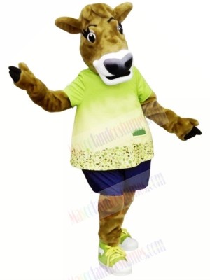 Gurt Cow with Green T-shirt Mascot Costumes