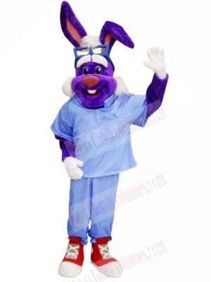 Doctor Rabbit with Blue Shirt Mascot Costumes Animal