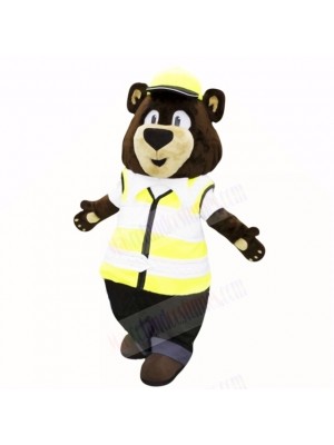 Sunny Bear with Yellow Hat Mascot Costumes Adult