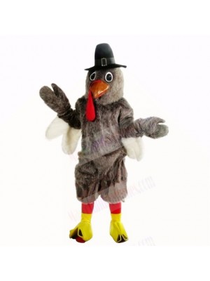Grey Turkey with Black Hat Mascot Costumes Adult